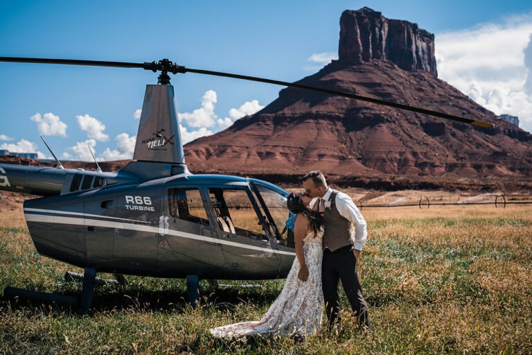 Moab Elopement With Surprise Helicopter Ride