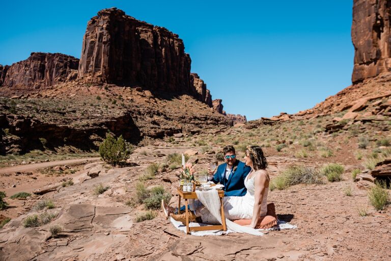 Adventure Elopement In Moab With Romantic Picnic