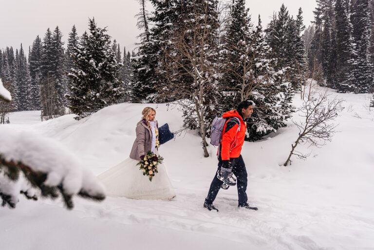 Snow-Shoeing Elopement In The Utah Mountains